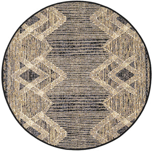 Charcoal 3' 1 x 3' 1 Outdoor Modern Round Area Rug Weather Resistant for Patio, Deck, Terrace, Balcony, Porch 100% Polypropylene Modern Outside Carpet for Sale at Rug Engine