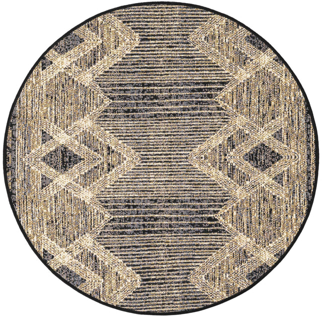 Charcoal 3' 1 x 3' 1 Outdoor Modern Round Area Rug Weather Resistant for Patio, Deck, Terrace, Balcony, Porch 100% Polypropylene Modern Outside Carpet for Sale at Rug Engine