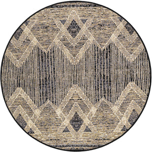 Charcoal 4' 1 x 4' 1 Outdoor Modern Round Area Rug Weather Resistant for Patio, Deck, Terrace, Balcony, Porch 100% Polypropylene Modern Outside Carpet for Sale at Rug Engine