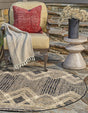 Charcoal 4' 1 x 4' 1 Outdoor Modern Round Area Rug Weather Resistant for Patio, Deck, Terrace, Balcony, Porch 100% Polypropylene Modern Outside Carpet for Sale at Rug Engine