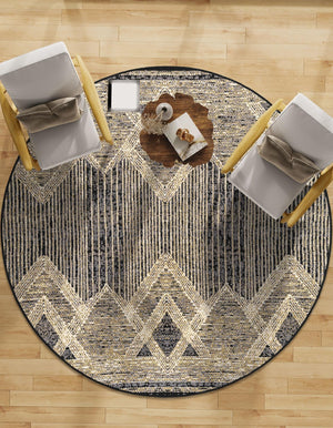 Charcoal 4' 1 x 4' 1 Outdoor Modern Round Area Rug Weather Resistant for Patio, Deck, Terrace, Balcony, Porch 100% Polypropylene Modern Outside Carpet for Sale at Rug Engine