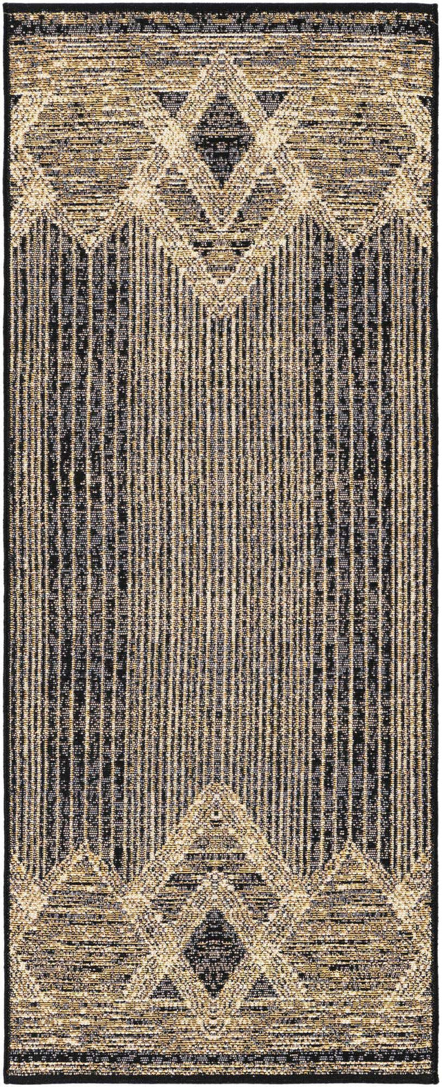 Charcoal 2' x 5' 1 Outdoor Modern Runner Area Rug Weather Resistant for Patio, Deck, Terrace, Balcony, Porch 100% Polypropylene Modern Outside Carpet for Sale at Rug Engine