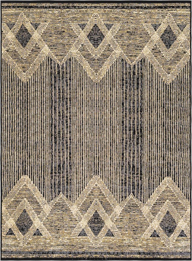 Charcoal 5' 1 x 7' 1 Outdoor Modern Rectangle Area Rug Weather Resistant for Patio, Deck, Terrace, Balcony, Porch 100% Polypropylene Modern Outside Carpet for Sale at Rug Engine