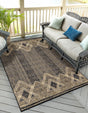 Charcoal 6' 1 x 9' Outdoor Modern Rectangle Area Rug Weather Resistant for Patio, Deck, Terrace, Balcony, Porch 100% Polypropylene Modern Outside Carpet for Sale at Rug Engine
