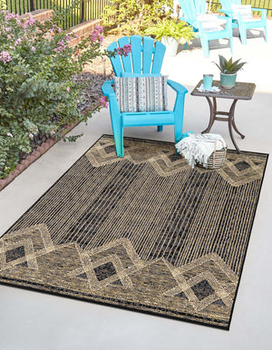 Charcoal 5' 1 x 8' Outdoor Modern Rectangle Area Rug Weather Resistant for Patio, Deck, Terrace, Balcony, Porch 100% Polypropylene Modern Outside Carpet for Sale at Rug Engine