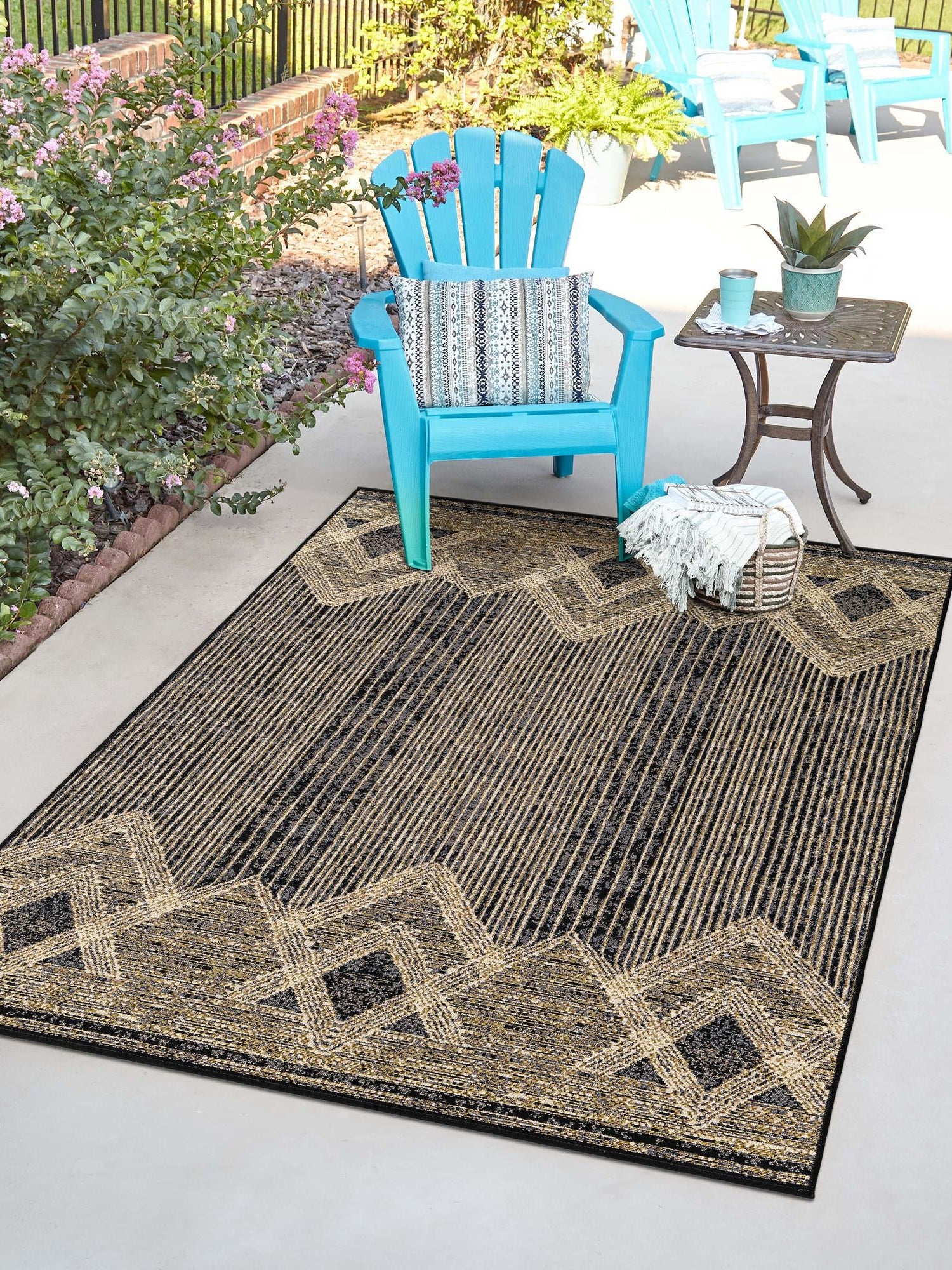 Charcoal 10' x 14' 1 Outdoor Modern Rectangle Area Rug Weather Resistant for Patio, Deck, Terrace, Balcony, Porch 100% Polypropylene Modern Outside Carpet for Sale at Rug Engine