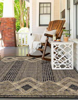 Charcoal 7' 10 x 10' Outdoor Modern Rectangle Area Rug Weather Resistant for Patio, Deck, Terrace, Balcony, Porch 100% Polypropylene Modern Outside Carpet for Sale at Rug Engine