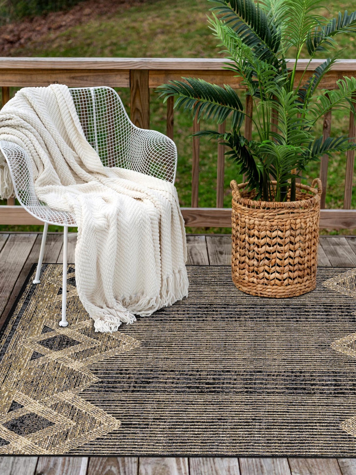 Charcoal 7' 10 x 10' Outdoor Modern Rectangle Area Rug Weather Resistant for Patio, Deck, Terrace, Balcony, Porch 100% Polypropylene Modern Outside Carpet for Sale at Rug Engine