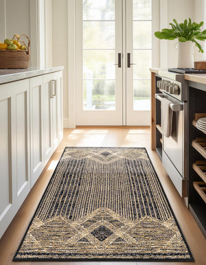 Charcoal 2' x 6' 1 Outdoor Modern Runner Area Rug Weather Resistant for Patio, Deck, Terrace, Balcony, Porch 100% Polypropylene Modern Outside Carpet for Sale at Rug Engine
