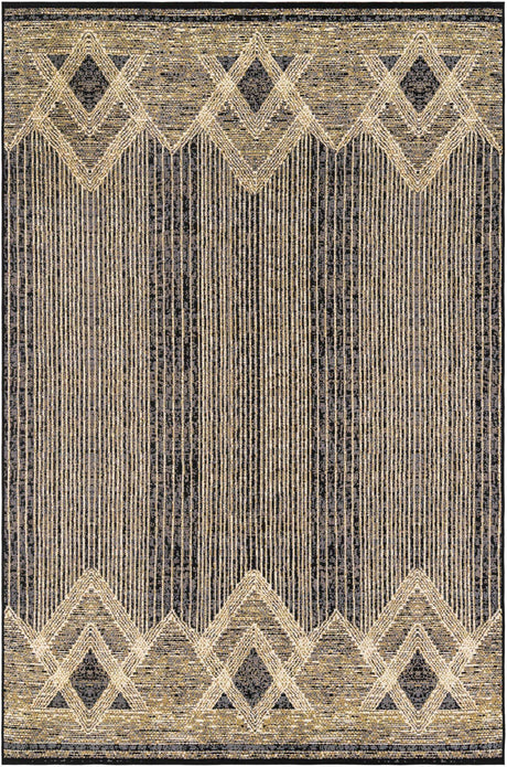 Charcoal 6' 1 x 9' Outdoor Modern Rectangle Area Rug Weather Resistant for Patio, Deck, Terrace, Balcony, Porch 100% Polypropylene Modern Outside Carpet for Sale at Rug Engine