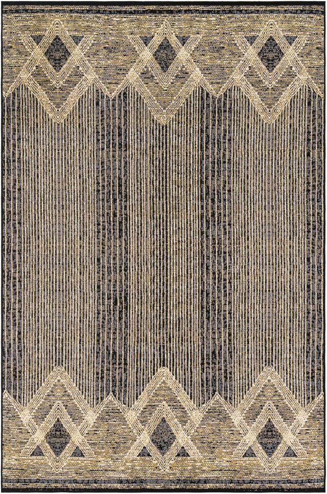 Charcoal 6' 1 x 9' Outdoor Modern Rectangle Area Rug Weather Resistant for Patio, Deck, Terrace, Balcony, Porch 100% Polypropylene Modern Outside Carpet for Sale at Rug Engine