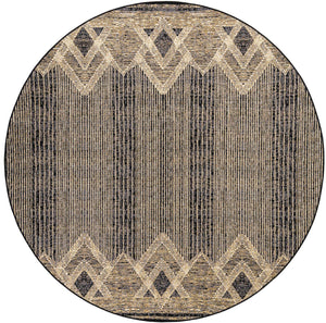 Charcoal 8' x 8' Outdoor Modern Round Rug