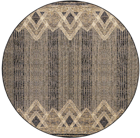 Charcoal 8' x 8' Outdoor Modern Round Rug