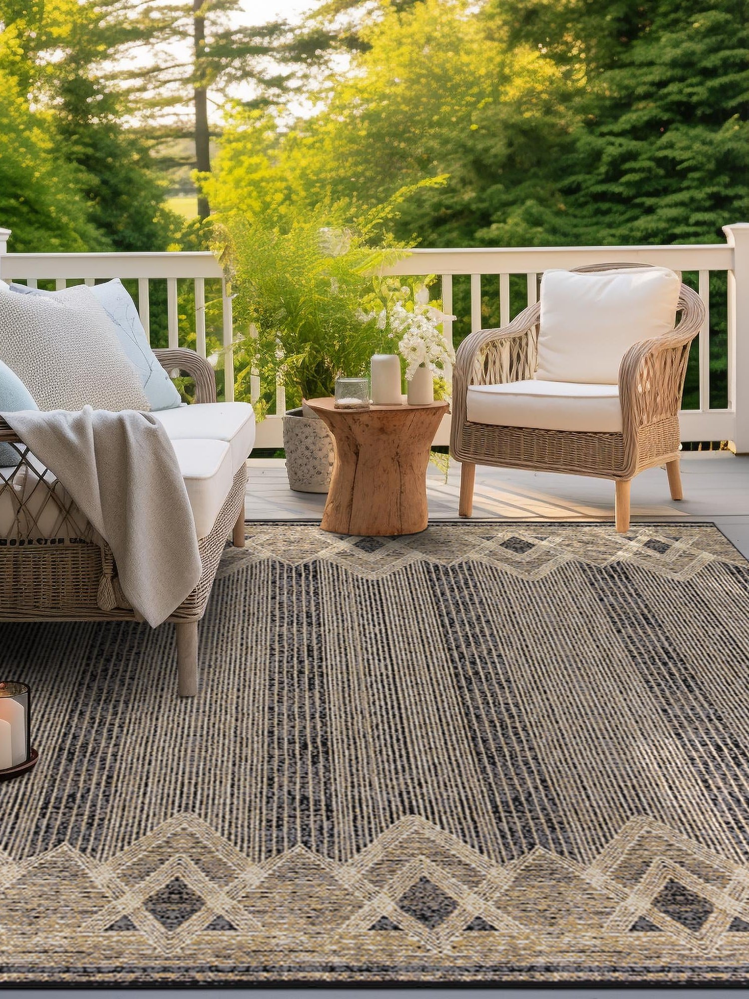 Charcoal 10' x 10' Outdoor Modern Square Area Rug Weather Resistant for Patio, Deck, Terrace, Balcony, Porch 100% Polypropylene Modern Outside Carpet for Sale at Rug Engine