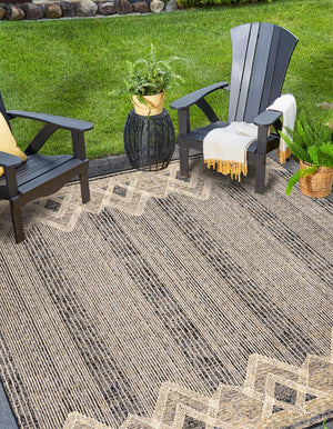Charcoal 10' x 10' Outdoor Modern Square Area Rug Weather Resistant for Patio, Deck, Terrace, Balcony, Porch 100% Polypropylene Modern Outside Carpet for Sale at Rug Engine