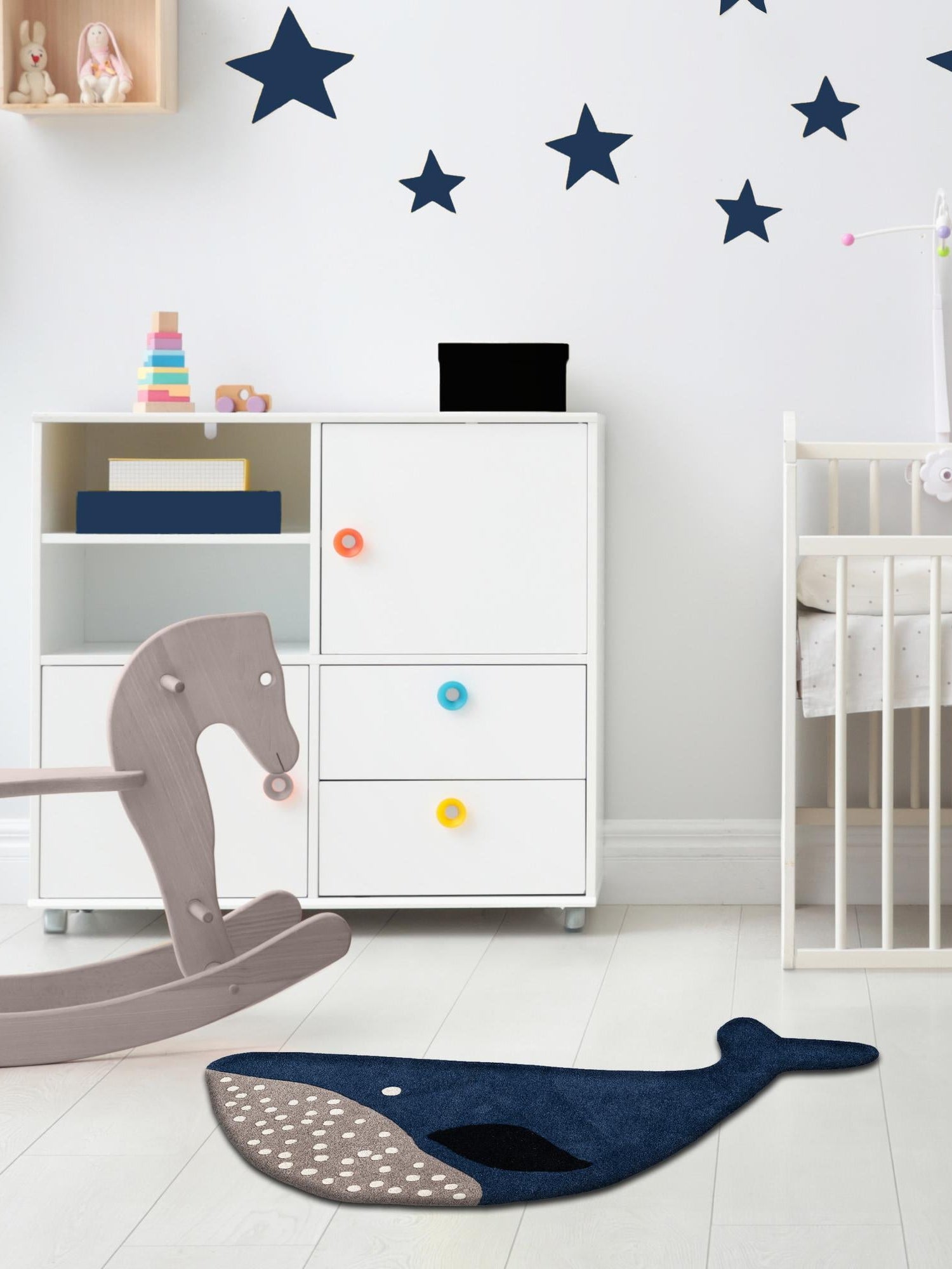 Navy Blue and Gray 4' 1 x 6' 1 Playtime Kids Wool Freeform Area Rug for Baby Nursery, Toddler Playroom,  Bedrooms Hand Tufted High Quality Dense  Wool Pile Natural Carpet for Sale at Rug Engine