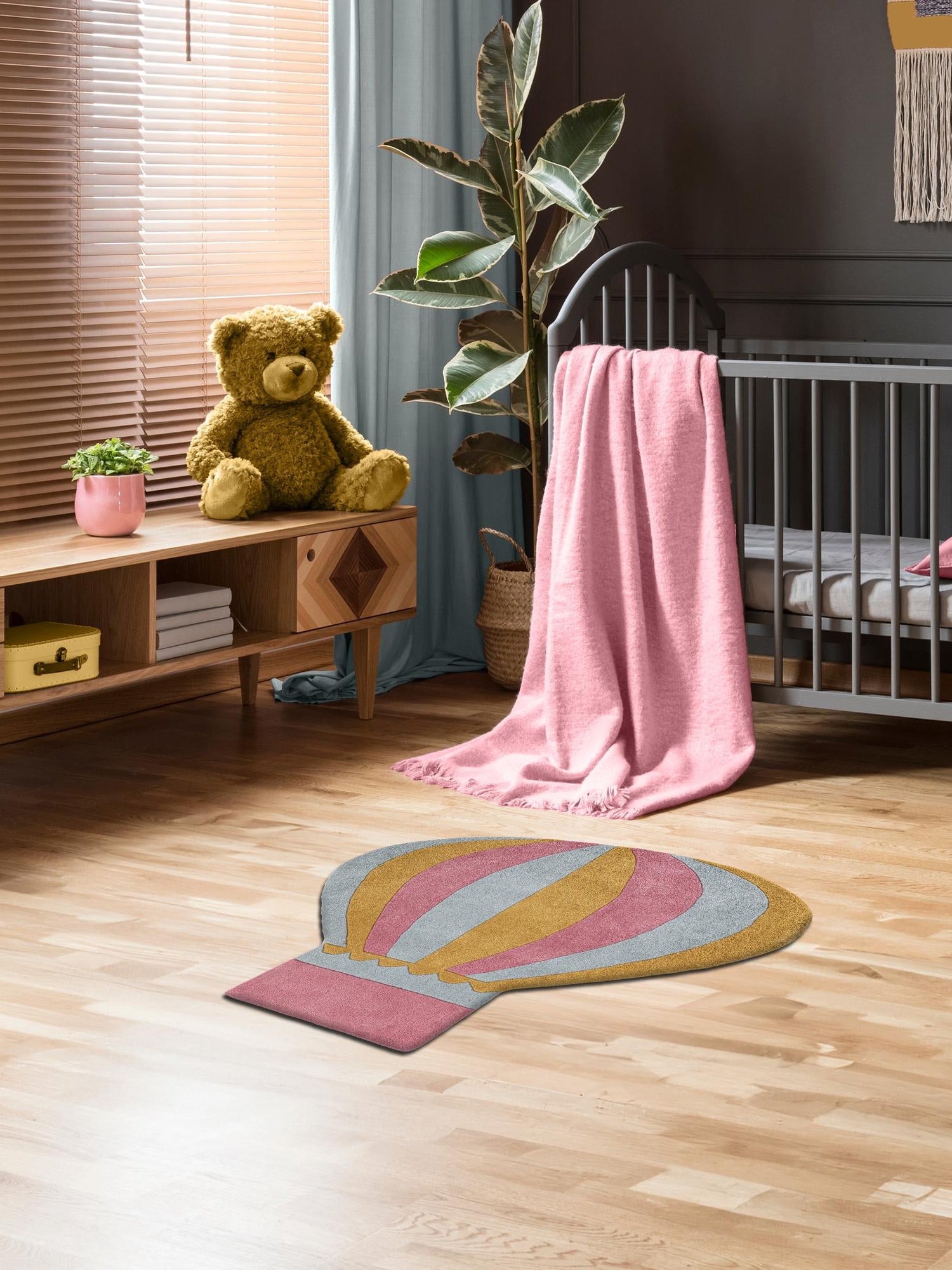 Multicolor 4' 1 x 4' 5 Playtime Kids Wool Freeform Area Rug for Baby Nursery, Toddler Playroom, Bedrooms