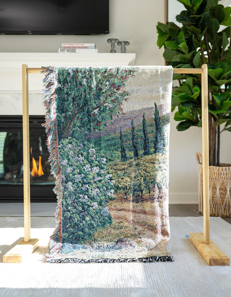 Green 4' 6 x 6' Throw Blanket Rectangle Area Rug 100% Cotton Washable Cozy Soft Warm Room Decor Accent Made In USA