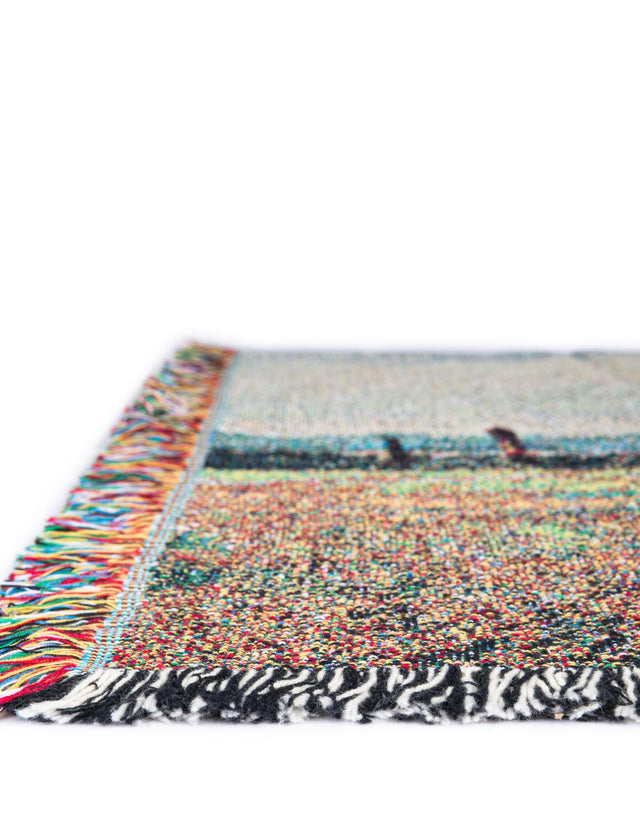 Green and White 4' 6 x 6' Throw Blanket Rectangle Rug