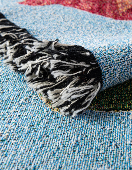 Red 4' 6 x 6' Throw Blanket Rectangle Area Rug 100% Cotton Washable Cozy Soft Warm Room Decor Accent Made In USA