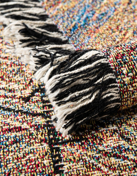 Brown and Gray 4' 6 x 6' Throw Blanket Rectangle Area Rug 100% Cotton Washable Cozy Soft Warm Room Decor Accent Made In USA