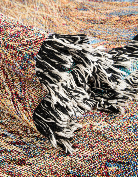 Brown and Gray 4' 6 x 6' Throw Blanket Rectangle Area Rug 100% Cotton Washable Cozy Soft Warm Room Decor Accent Made In USA