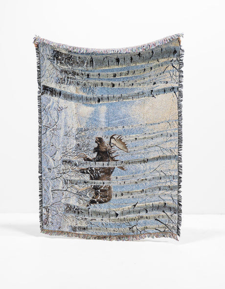 Seasonal Festive White Brown 4' 6 x 6' Throw Blanket Rectangle Area Rug 100% Cotton Washable Cozy Soft Warm Room Decor Accent Made In USA