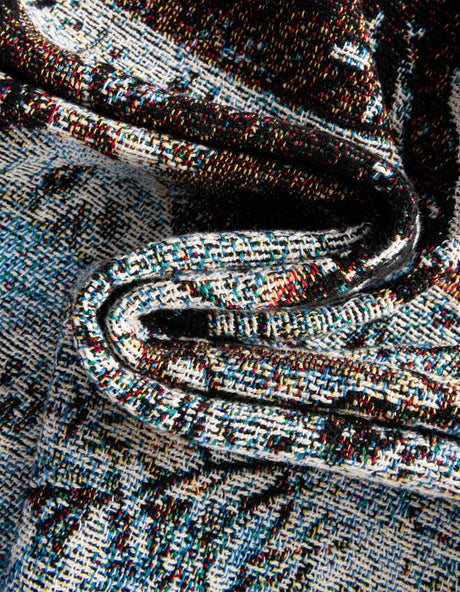 Seasonal Festive White Brown 4' 6 x 6' Throw Blanket Rectangle Area Rug 100% Cotton Washable Cozy Soft Warm Room Decor Accent Made In USA