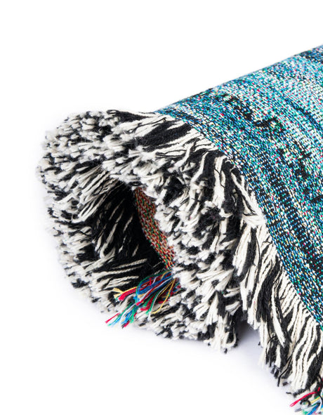 Multicolor 4' 6 x 6' Throw Blanket Rectangle Area Rug 100% Cotton Washable Cozy Soft Warm Room Decor Accent Made In USA