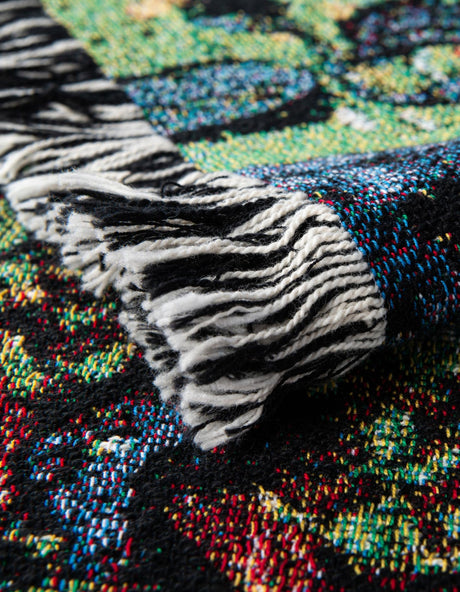 Multicolor 4' 6 x 6' Throw Blanket Rectangle Area Rug 100% Cotton Washable Cozy Soft Warm Room Decor Accent Made In USA