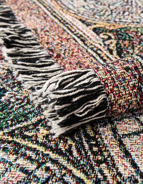 Multicolor 4' 6 x 6' Throw Blanket Rectangle Area Rug 100% Cotton Washable Cozy Soft Warm Room Decor Accent Made In USA