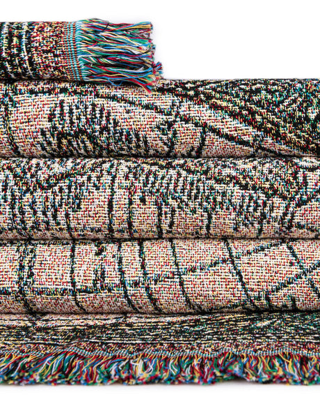 Multicolor 4' 6 x 6' Throw Blanket Rectangle Area Rug 100% Cotton Washable Cozy Soft Warm Room Decor Accent Made In USA