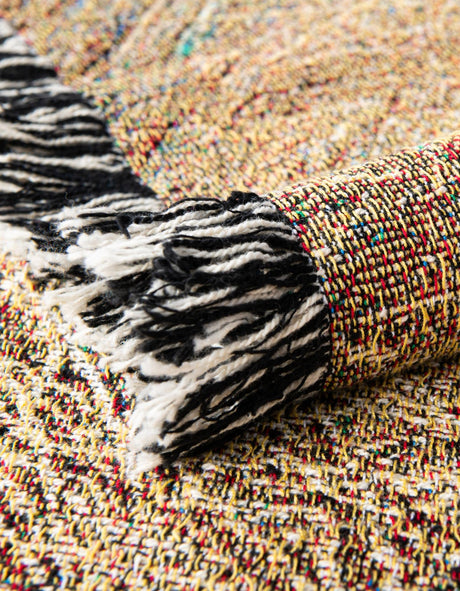 Multicolor 4' 6 x 6' Throw Blanket Rectangle Area Rug 100% Cotton Washable Cozy Soft Warm Room Decor Accent Made In USA