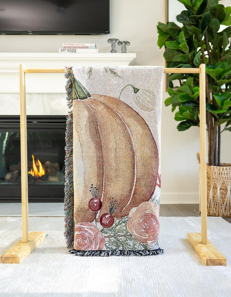 Orange 4' 6 x 6' Throw Blanket Rectangle Area Rug 100% Cotton Washable Cozy Soft Warm Room Decor Accent Made In USA