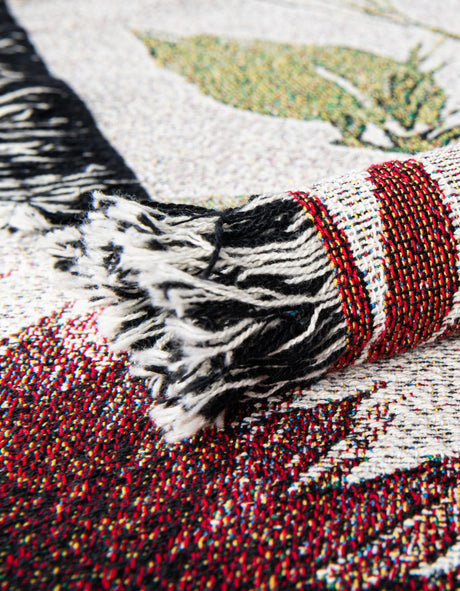 Orange 4' 6 x 6' Throw Blanket Rectangle Area Rug 100% Cotton Washable Cozy Soft Warm Room Decor Accent Made In USA