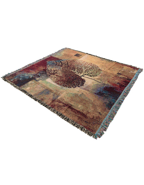 Multicolor 4' 6 x 4' 9 Throw Blanket Square Area Rug 100% Cotton Washable Cozy Soft Warm Room Decor Accent Made In USA