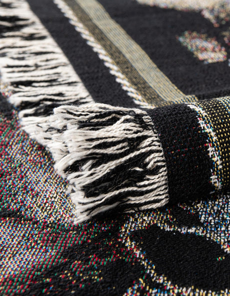 White Brown 4' 6 x 6' Throw Blanket Rectangle Area Rug 100% Cotton Washable Cozy Soft Warm Room Decor Accent Made In USA