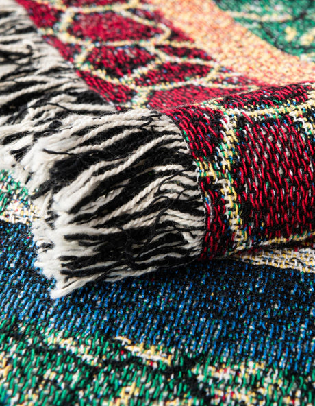 Multicolor 4' 6 x 6' Throw Blanket Rectangle Area Rug 100% Cotton Washable Cozy Soft Warm Room Decor Accent Made In USA