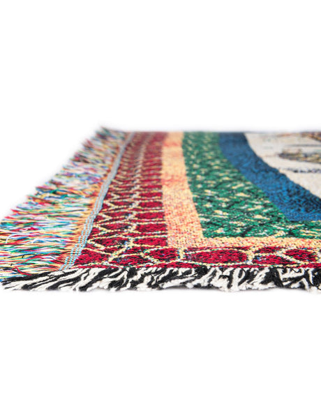 Multicolor 4' 6 x 6' Throw Blanket Rectangle Area Rug 100% Cotton Washable Cozy Soft Warm Room Decor Accent Made In USA