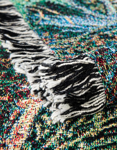 Multicolor 4' 6 x 6' Throw Blanket Rectangle Area Rug 100% Cotton Washable Cozy Soft Warm Room Decor Accent Made In USA