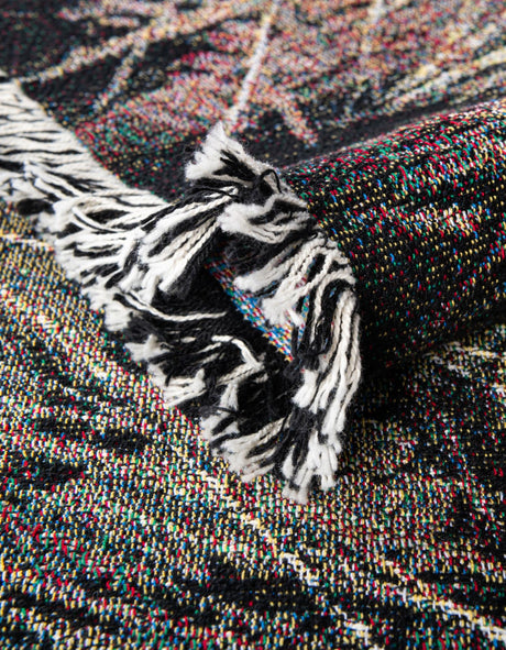 Multicolor 4' 6 x 6' Throw Blanket Rectangle Area Rug 100% Cotton Washable Cozy Soft Warm Room Decor Accent Made In USA