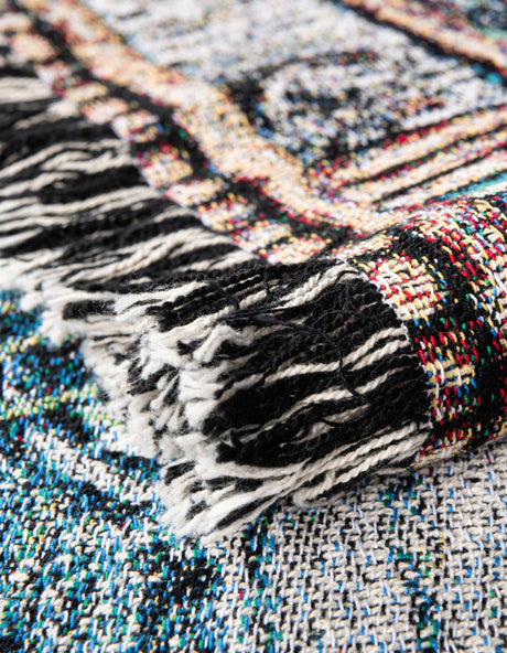 Multicolor 4' 6 x 6' Throw Blanket Rectangle Area Rug 100% Cotton Washable Cozy Soft Warm Room Decor Accent Made In USA