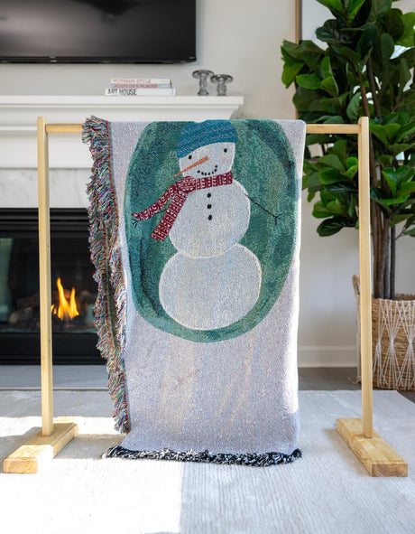 Seasonal Festive Multicolor 4' 6 x 6' Throw Blanket Rectangle Area Rug 100% Cotton Washable Cozy Soft Warm Room Decor Accent Made In USA