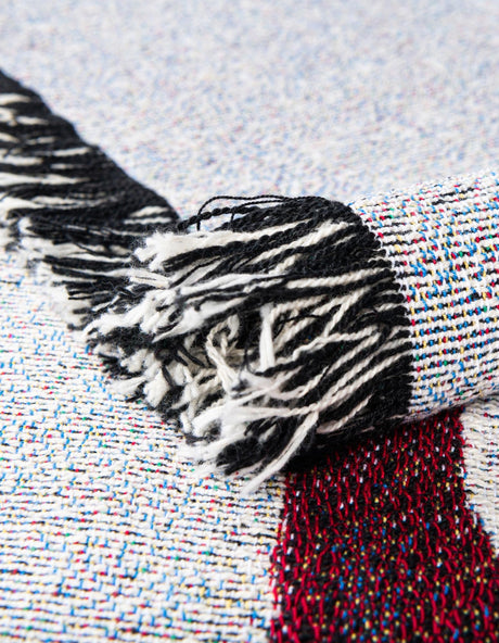 Seasonal Festive Multicolor 4' 6 x 6' Throw Blanket Rectangle Area Rug 100% Cotton Washable Cozy Soft Warm Room Decor Accent Made In USA