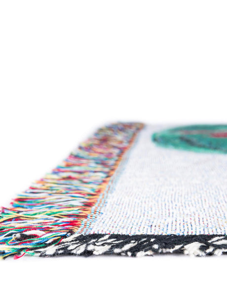 Seasonal Festive Multicolor 4' 6 x 6' Throw Blanket Rectangle Area Rug 100% Cotton Washable Cozy Soft Warm Room Decor Accent Made In USA