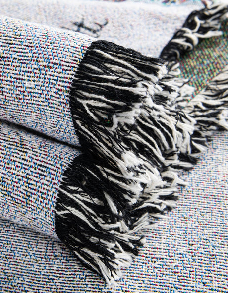 Seasonal Festive Multicolor 4' 6 x 6' Throw Blanket Rectangle Area Rug 100% Cotton Washable Cozy Soft Warm Room Decor Accent Made In USA