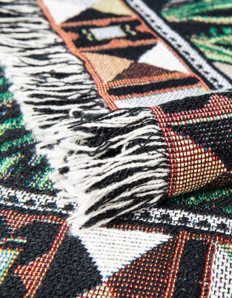 Multicolor 4' 6 x 6' Throw Blanket Rectangle Area Rug 100% Cotton Washable Cozy Soft Warm Room Decor Accent Made In USA