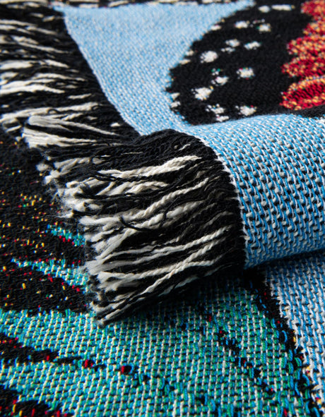 Multicolor 4' 6 x 6' Throw Blanket Rectangle Area Rug 100% Cotton Washable Cozy Soft Warm Room Decor Accent Made In USA