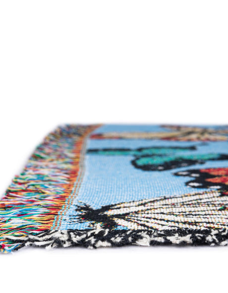 Multicolor 4' 6 x 6' Throw Blanket Rectangle Area Rug 100% Cotton Washable Cozy Soft Warm Room Decor Accent Made In USA