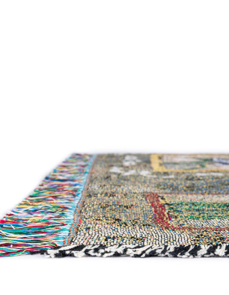 Multicolor 4' 6 x 6' Throw Blanket Rectangle Area Rug 100% Cotton Washable Cozy Soft Warm Room Decor Accent Made In USA